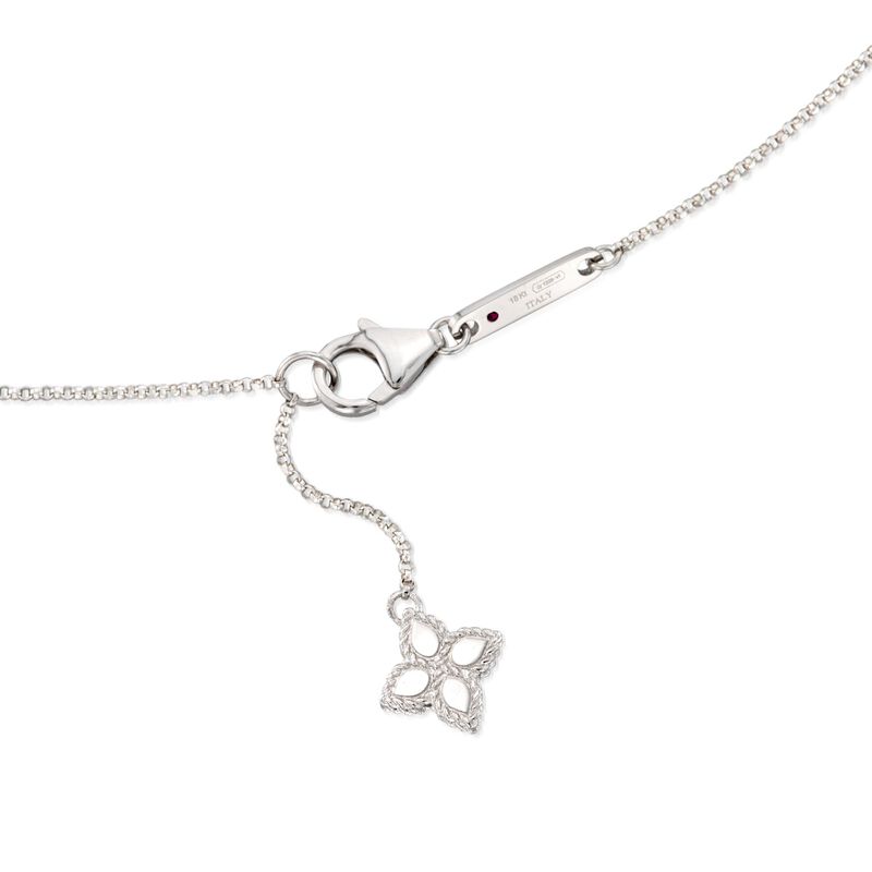Roberto Coin &quot;Princess Flower&quot; .17 ct. t.w. Diamond Clover Station Necklace in 18kt White Gold image number 2