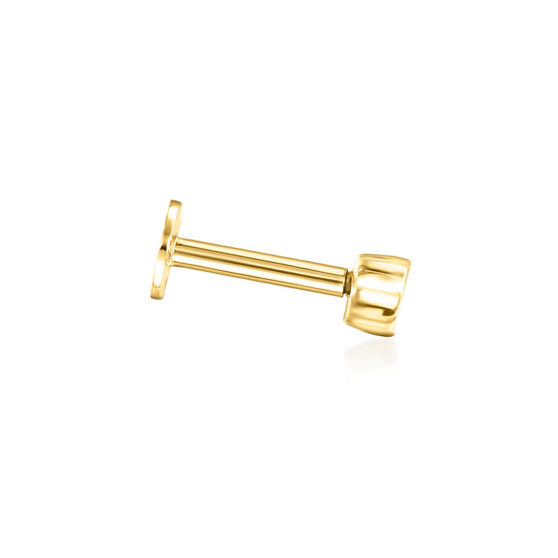 Heart-Shaped Lab-Grown Diamond Single Flat-Back Stud Earring in 14kt Yellow Gold  image number 2