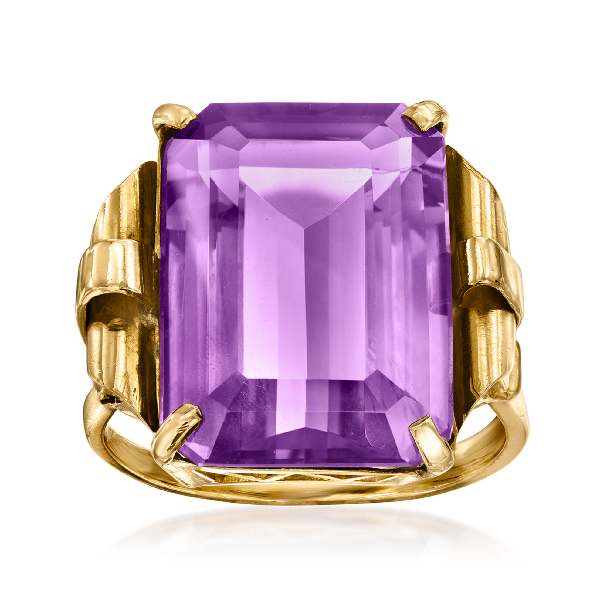C. 1950 Vintage 15.00 Carat Amethyst Ring in 18kt Yellow Gold