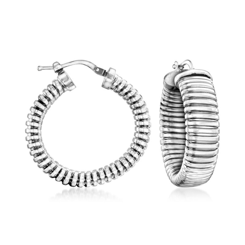 Charles Garnier "Tubogas" Sterling Silver Hoop Earrings. 1 1/4" image number 0