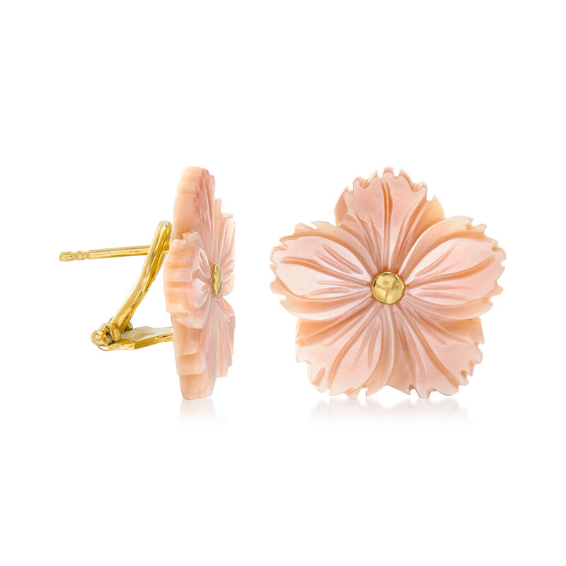 Italian Pink Mother-of-Pearl Flower Earrings image number 2