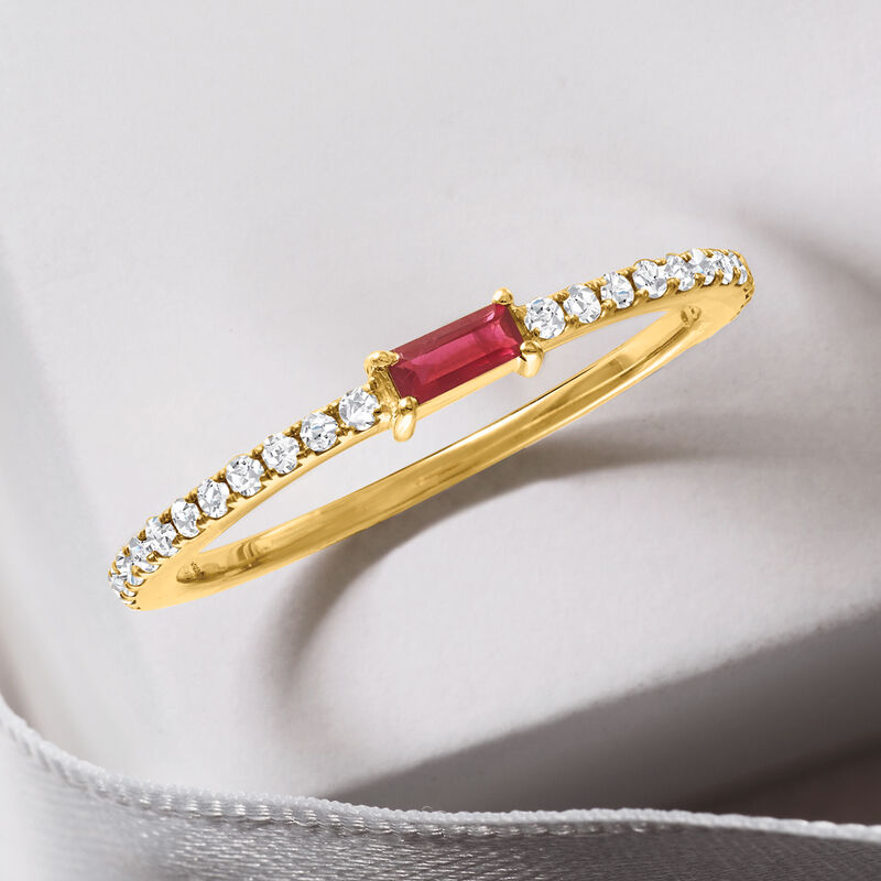.10 Carat Ruby and .20 ct. t.w. Diamond Ring in 14kt Yellow Gold image number 2
