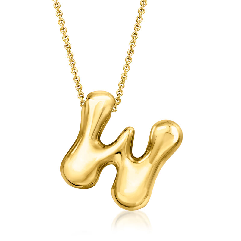 14kt Yellow Gold-Plated Bubble Letter Initial Necklace image number 1