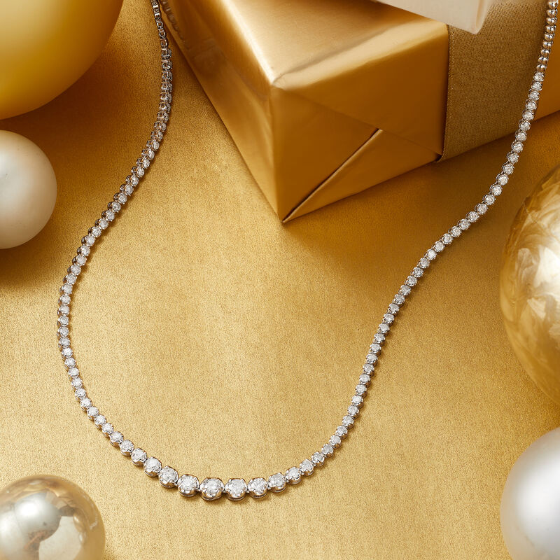 3.00 ct. t.w. Graduated Diamond Tennis Necklace in 14kt White Gold image number 4