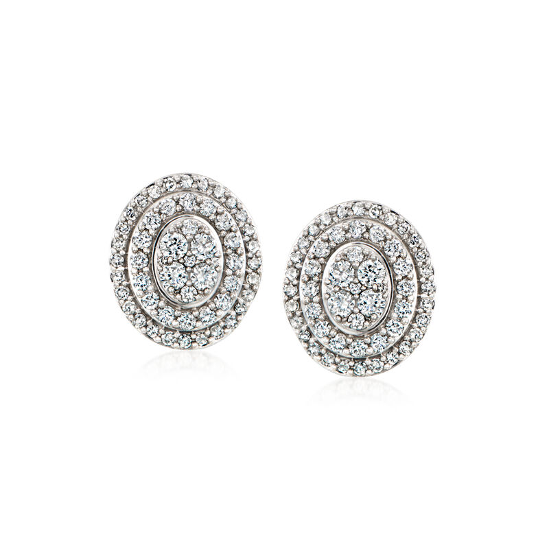 C. 1990 Vintage 1.50 ct. t.w. Diamond Cluster Earrings in 14kt White Gold  image number 0