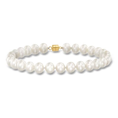 6-7mm Cultured Pearl Bracelet with 14kt Yellow Gold Magnetic Clasp