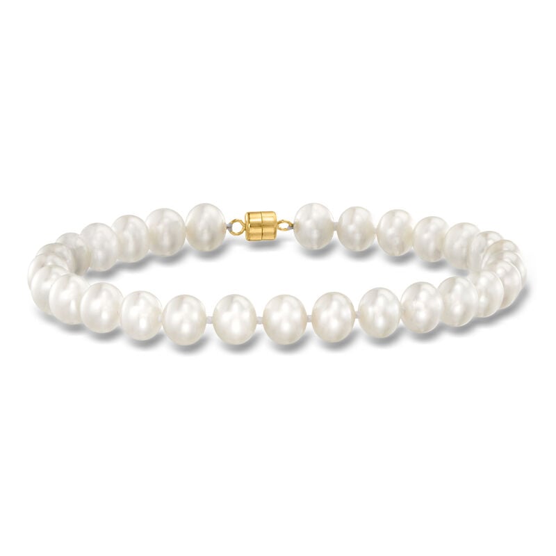 6-7mm Cultured Pearl Bracelet with 14kt Yellow Gold Magnetic Clasp. 8" image number 0