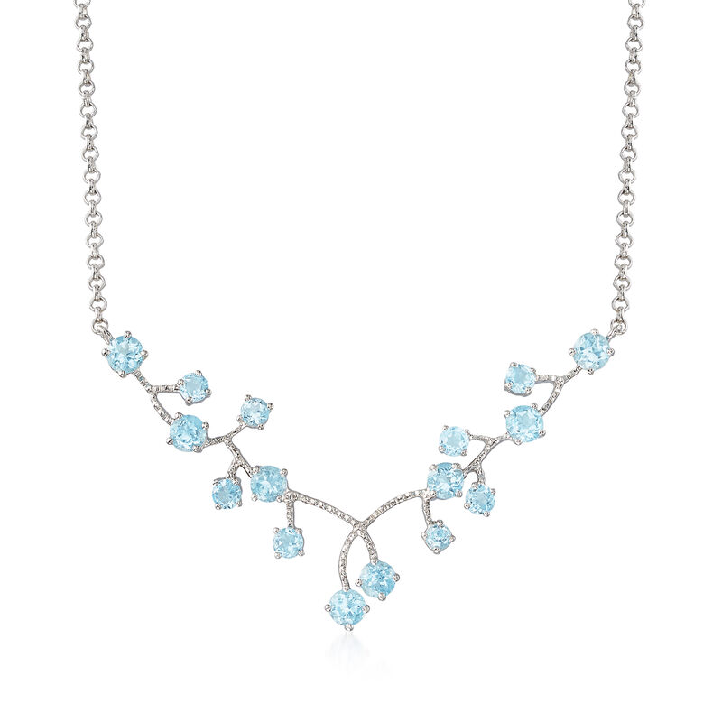 6.90 ct. t.w. Sky Blue Topaz Vine Necklace in Sterling Silver image number 0