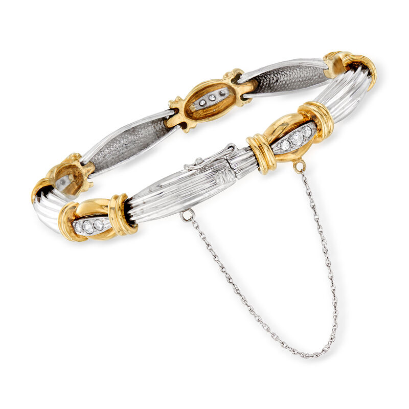 C. 1980 Vintage .60 ct. t.w. Diamond Section Bracelet in 14kt Two-Tone Gold image number 2