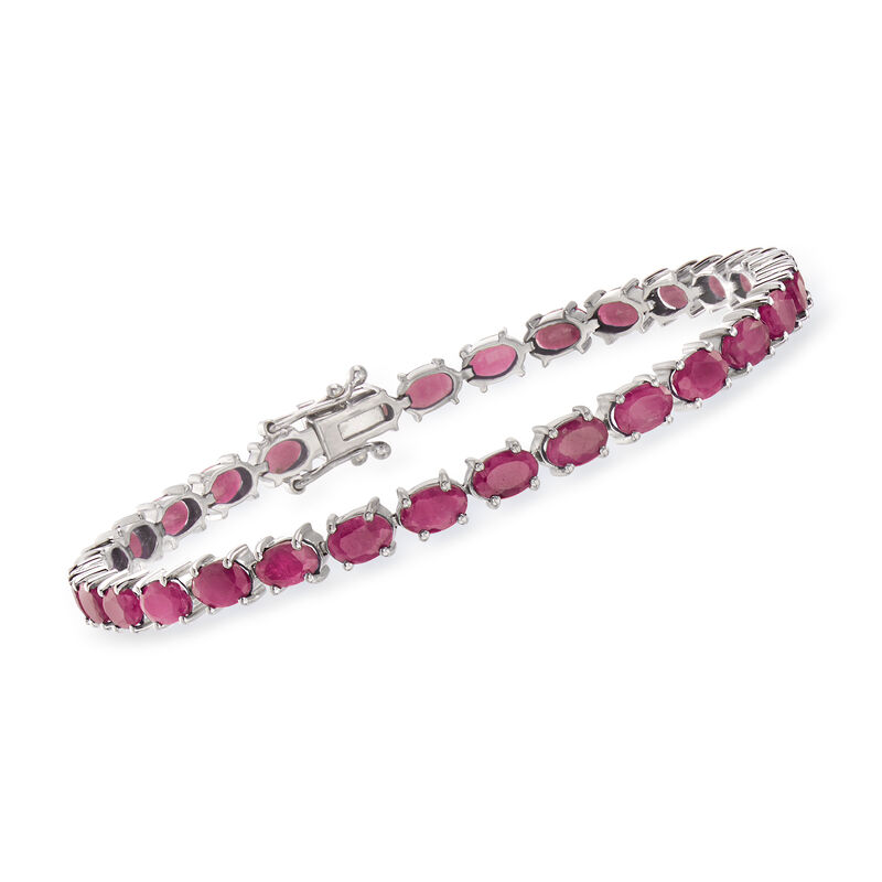 16.00 ct. t.w. Ruby Tennis Bracelet in Sterling Silver image number 0