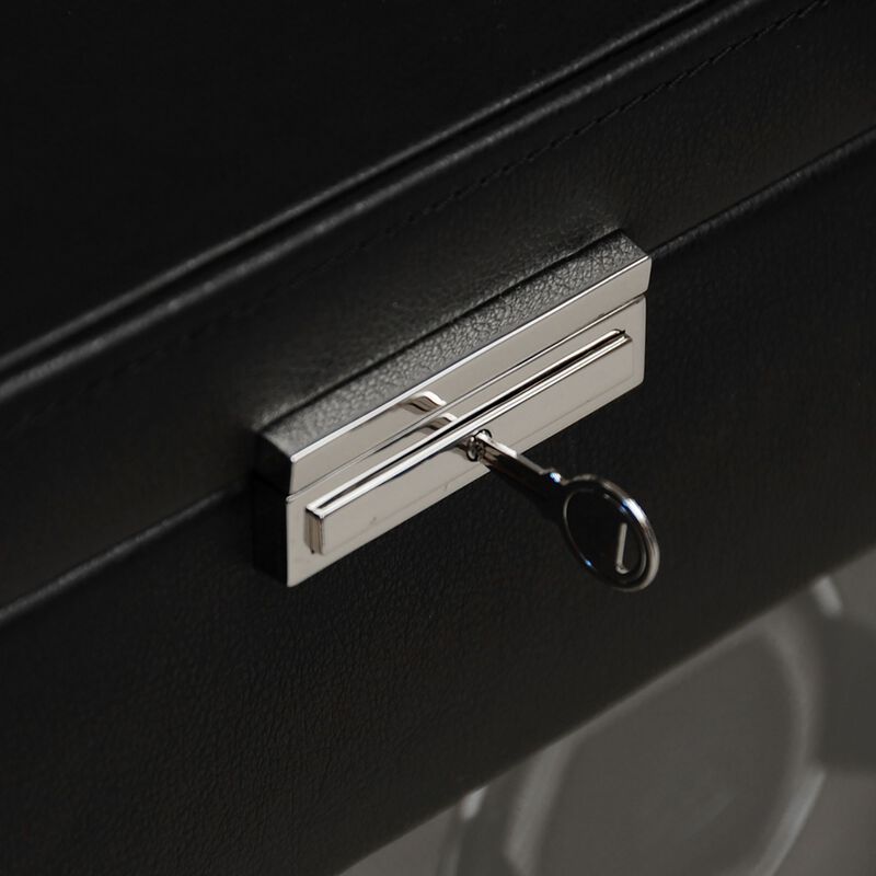 "Viceroy" Black Faux Leather Triple Watch Winder with Storage by Wolf Designs image number 3