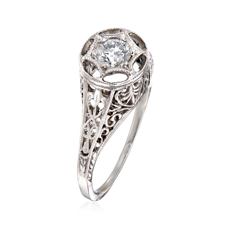 C. 2000 Vintage .30 Carat Diamond Filigree Ring in 14kt White Gold image number 2
