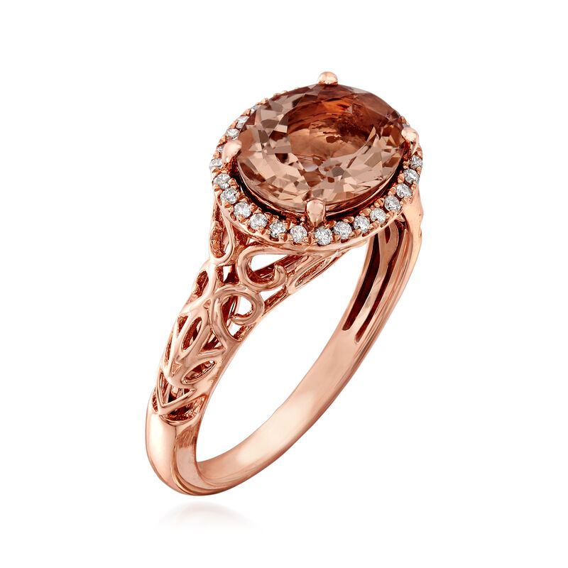 2.00 Carat Morganite and .10 ct. t.w. Diamond Ring in 14kt Rose Gold image number 2
