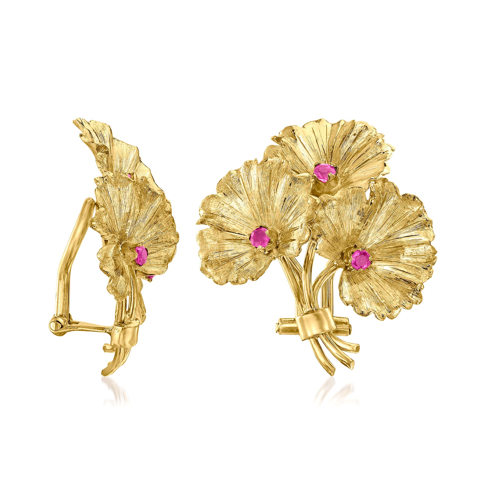 C. 1960 Vintage Tiffany Jewelry .50 ct. t.w. Ruby Flower