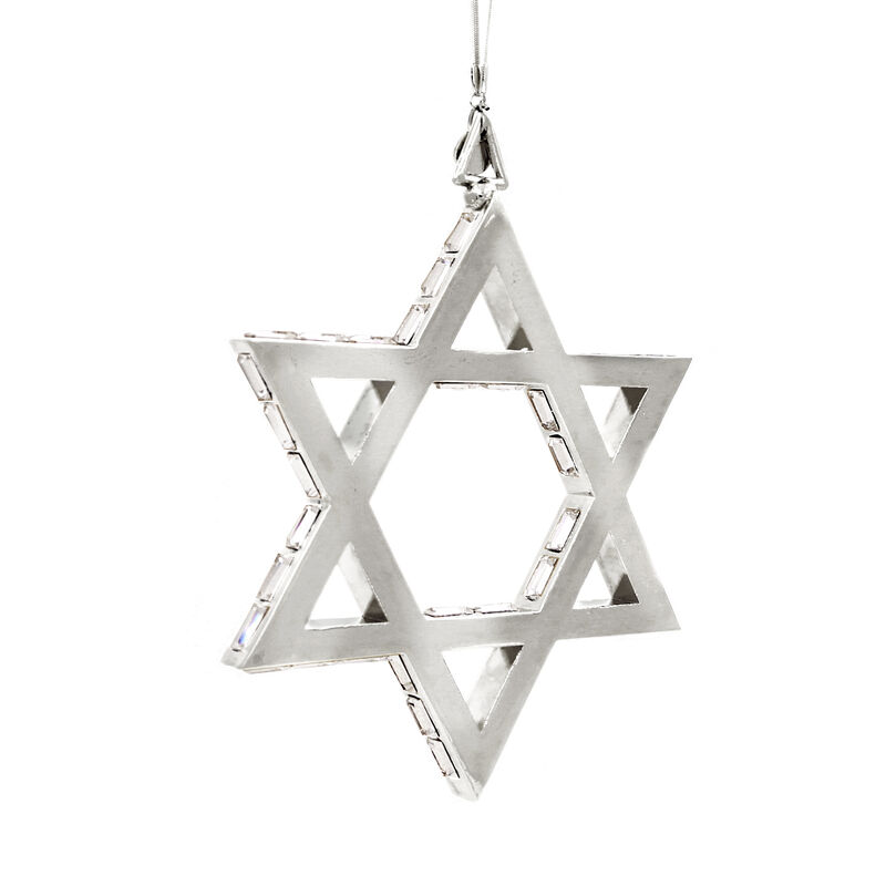 Crystamas Crystal White Rhodium-Plated Star of David Ornament image number 1