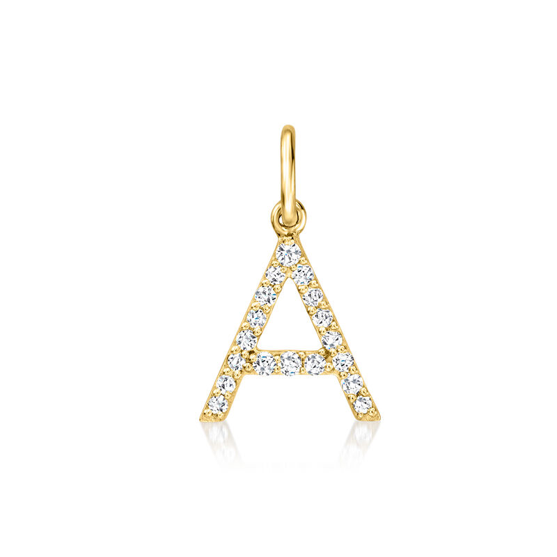 A - Diamond Initial Charm in 14kt Yellow Gold image number 0