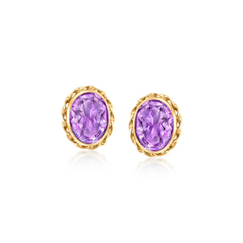 C. 1990 Vintage 2.50 ct. t.w. Amethyst Earrings in 14kt Yellow Gold image number 0