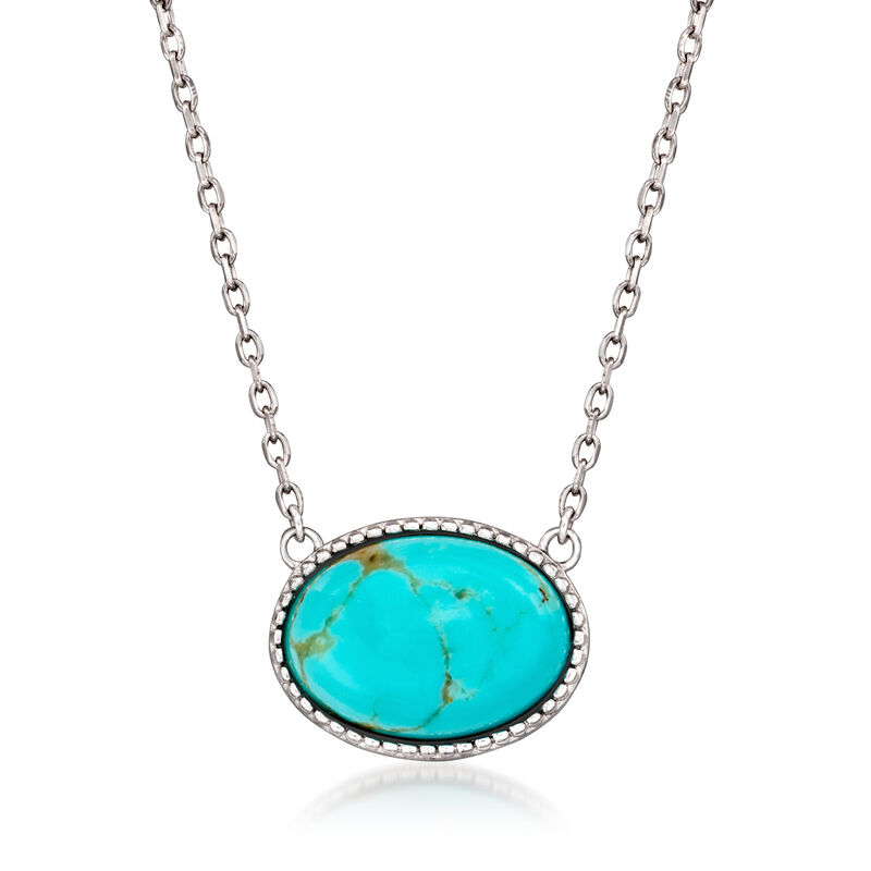 Oval Turquoise Necklace in Sterling Silver image number 0