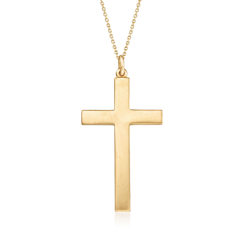 C. 1980 Vintage 14kt Yellow Gold Cross Pendant Necklace. 18" image number 0