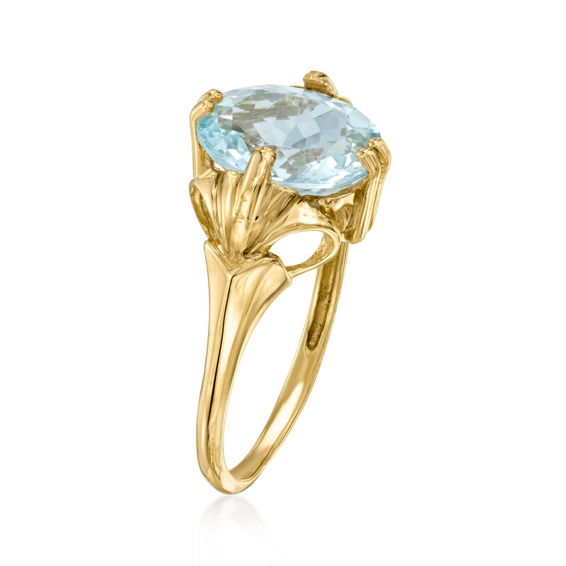 C. 1990 Vintage 2.75 Carat Aquamarine Ring in 14kt Yellow Gold. Size 7 image number 2