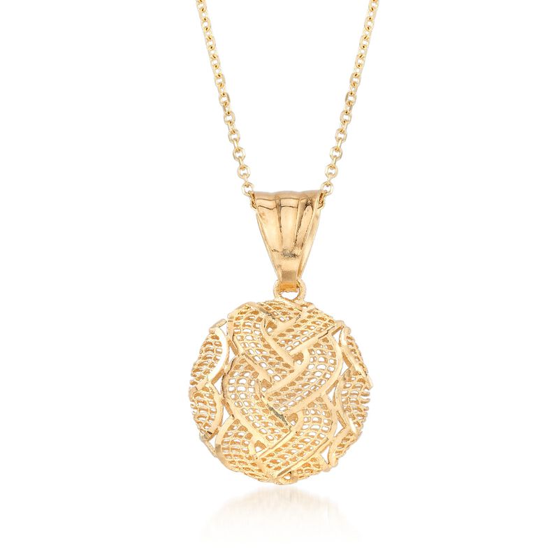 Italian 14kt Yellow Gold Braid-Patterned Circle Pendant Necklace image number 0
