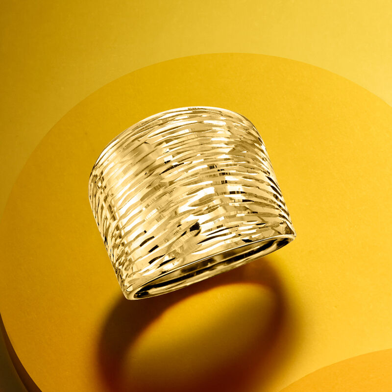 Italian 14kt Yellow Gold Diamond-Cut Dome Ring image number 4