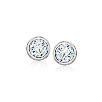 1.00 ct. t.w. Bezel-Set CZ Stud Earrings in Sterling Silver