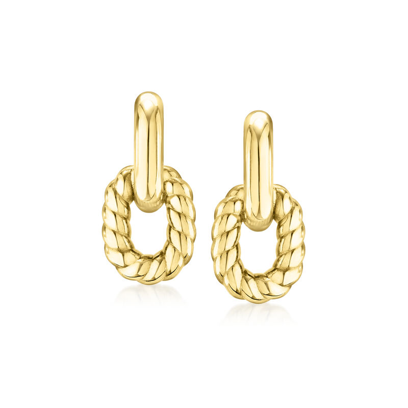 14kt Yellow Gold Twisted Double-Link Drop Earrings image number 0