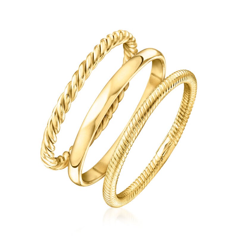 18kt Gold Over Sterling Jewelry Set: Three Stackable Rings image number 2