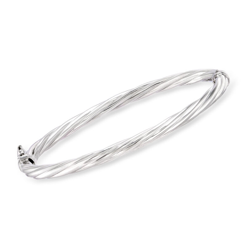 Italian 4mm Sterling Silver Twisted Bangle Bracelet image number 0