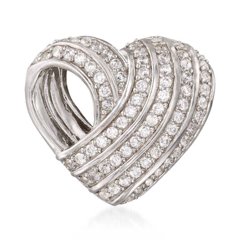 1.05 ct. t.w. CZ Heart Slide Pendant in Sterling Silver image number 0
