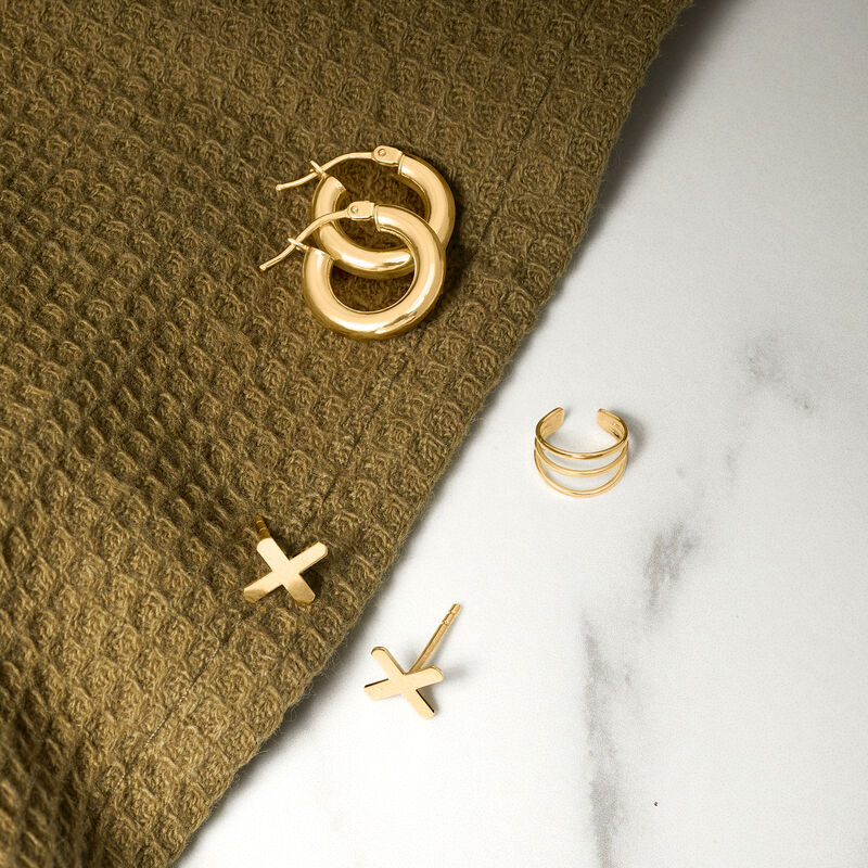 10kt Yellow Gold X Earrings image number 2