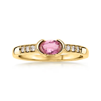 .40 Carat Pink Tourmaline Ring with .10 ct. t.w. White Zircons in 18kt Gold Over Sterling