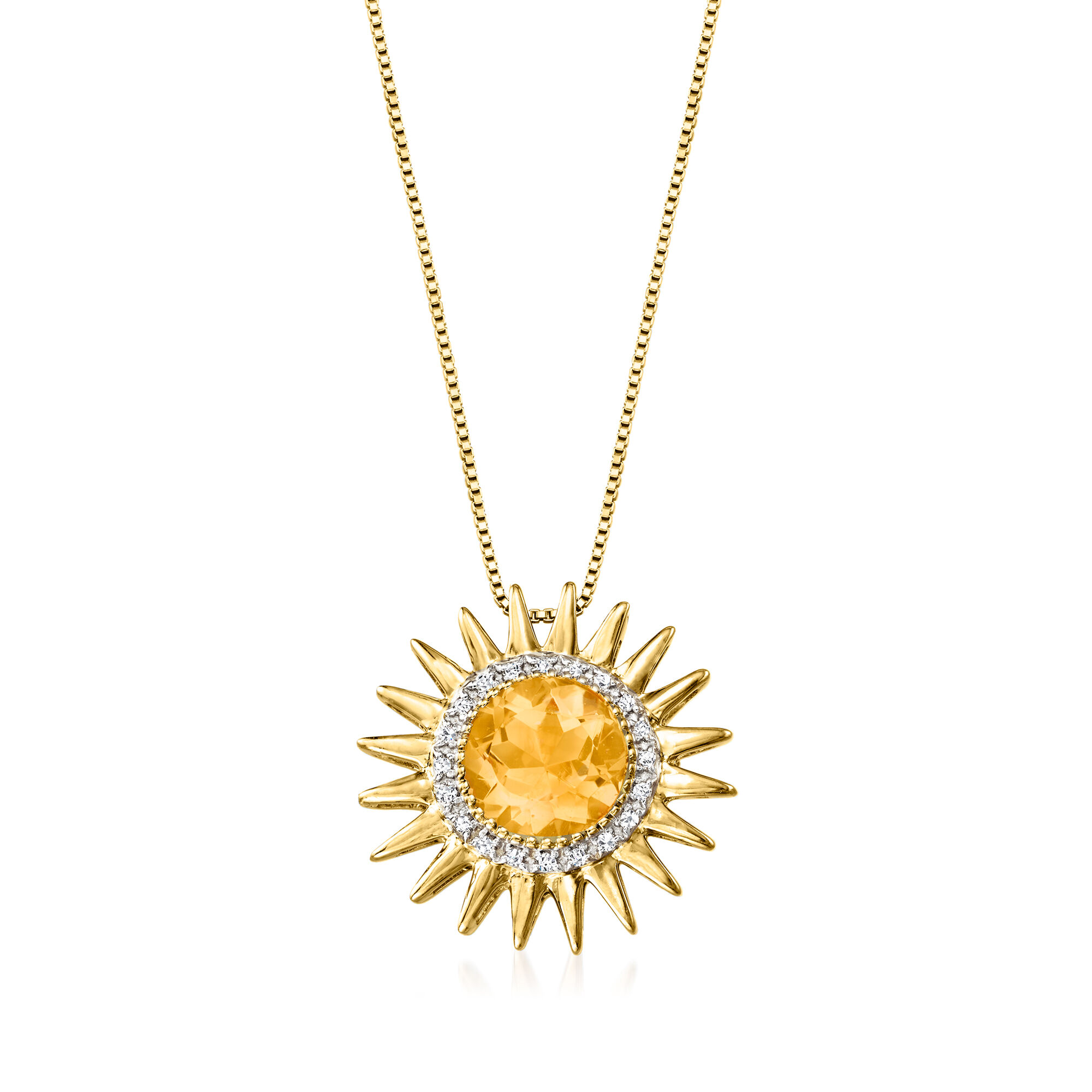 2.00 Carat Citrine and .10 ct. t.w. Diamond Sun Pendant Necklace