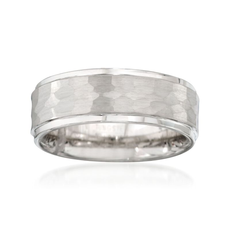 Men's 8mm White Tungsten Carbide Wedding Ring image number 0