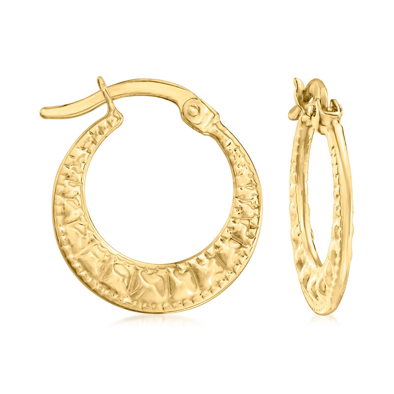 14kt Yellow Gold Geometric Hoop Earrings. 5/8" image number 0