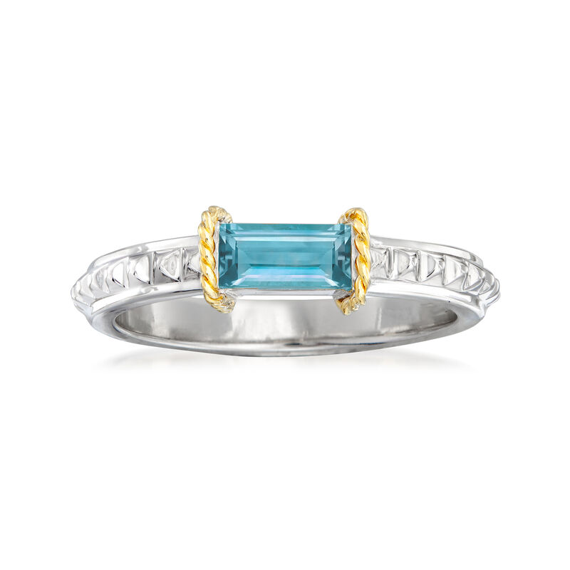 Andrea Candela &quot;La Romana&quot; .61 Carat Swiss Blue Topaz Ring in Sterling Silver and 18kt Yellow Gold. Size 7 image number 0