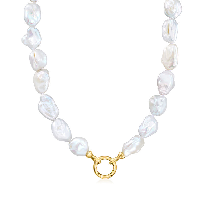 10-12mm Cultured Baroque Pearl Charm-Compatible Necklace with 18kt Gold Over Sterling image number 0