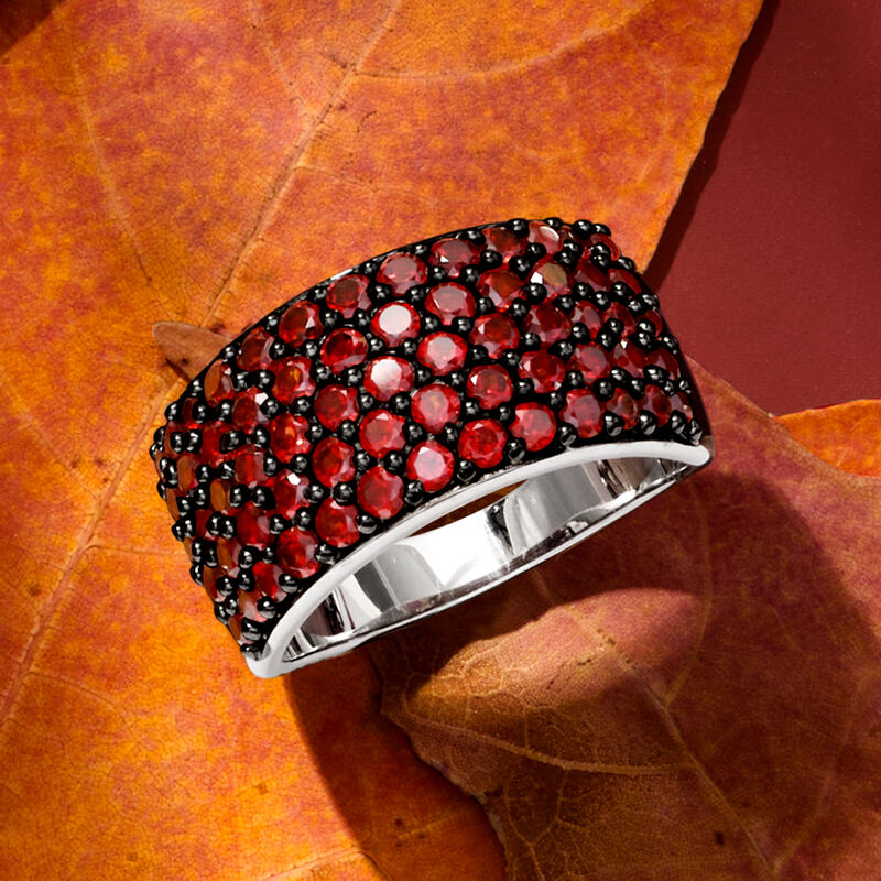 2.26 ct. t.w. Garnet Multi-Row Ring in Sterling Silver image number 3