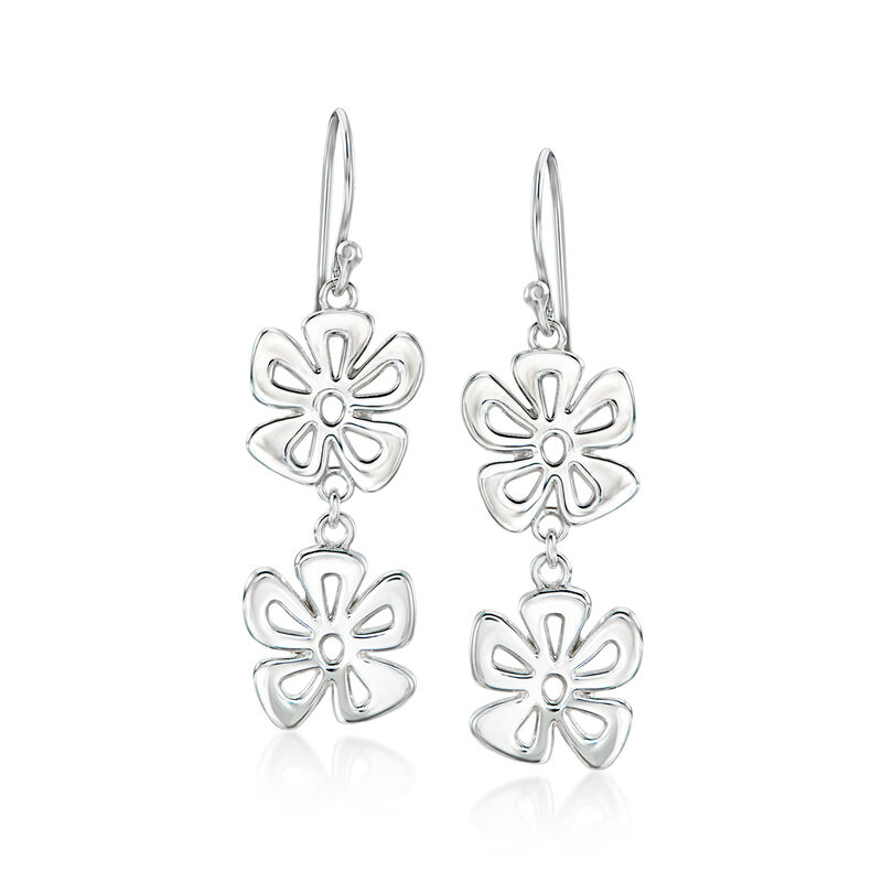 Zina Sterling Silver &quot;Tiki&quot; Double-Flower Drop Earrings image number 0