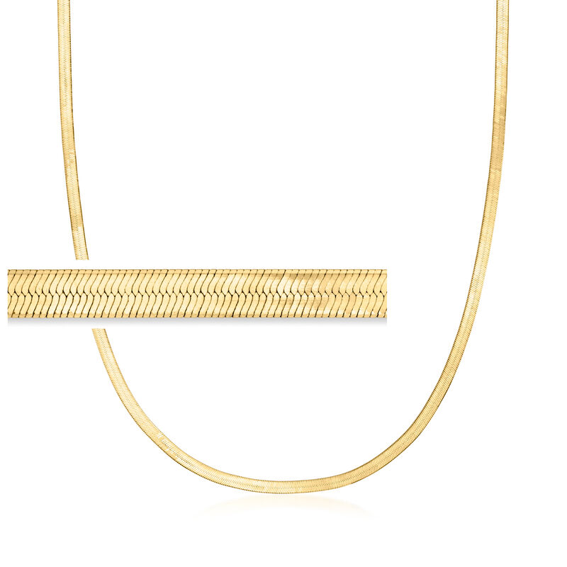 3mm 10kt Yellow Gold Herringbone Necklace image number 0