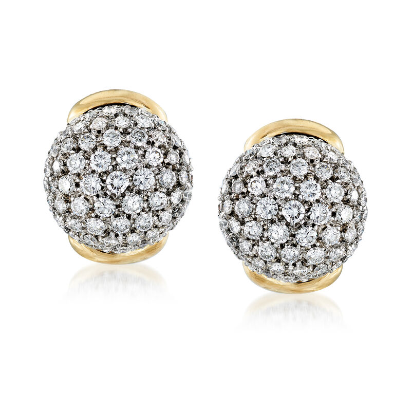 C. 2000 Vintage 4.00 ct. t.w. Diamond Cluster Earrings in 18kt Two-Tone Gold image number 0
