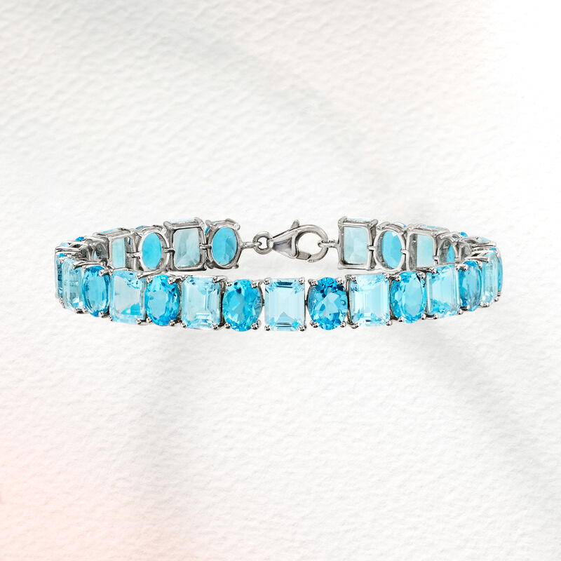 45.00 ct. t.w. Swiss and Sky Blue Topaz Bracelet in Sterling Silver image number 3