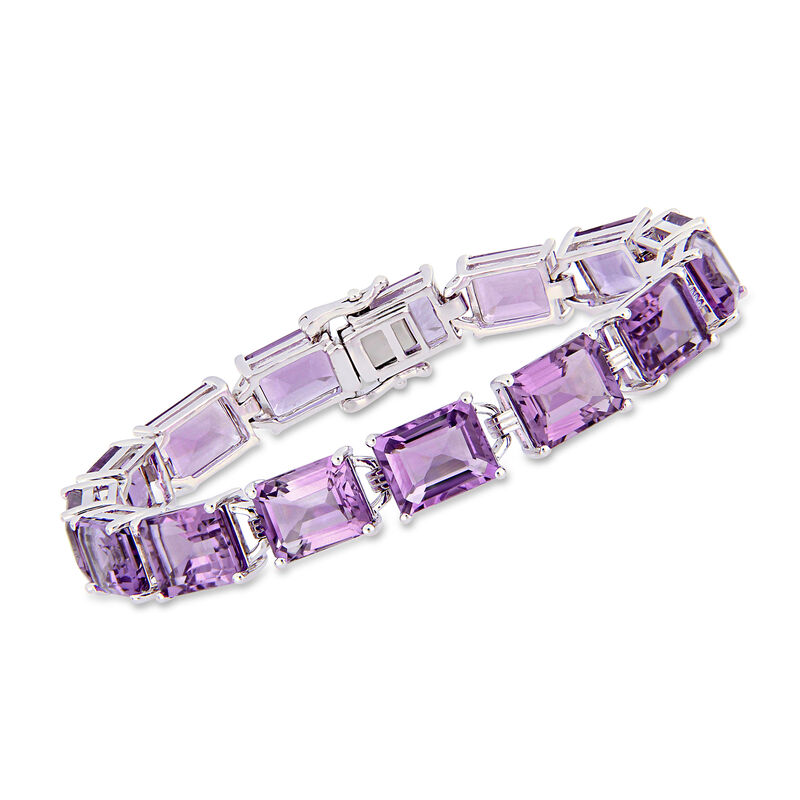 45.00 ct. t.w. Amethyst Bracelet in Sterling Silver. 7.25&quot; image number 0