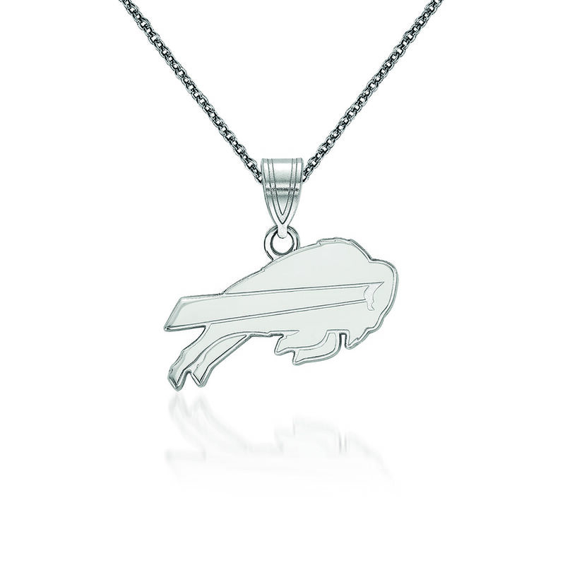 14kt White Gold NFL Buffalo Bills Medium Pendant Necklace. 18&quot; image number 0