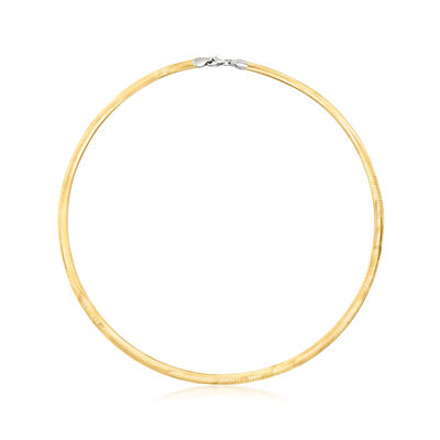 C. 1990 Vintage 5mm 14kt Two-Tone Gold Reversible Omega Necklace