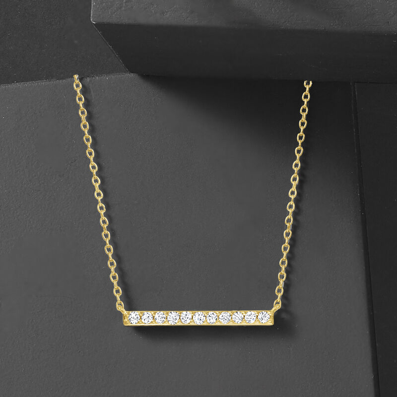 .25 ct. t.w. Diamond Bar Necklace in 18kt Gold Over Sterling. 16&quot; image number 2