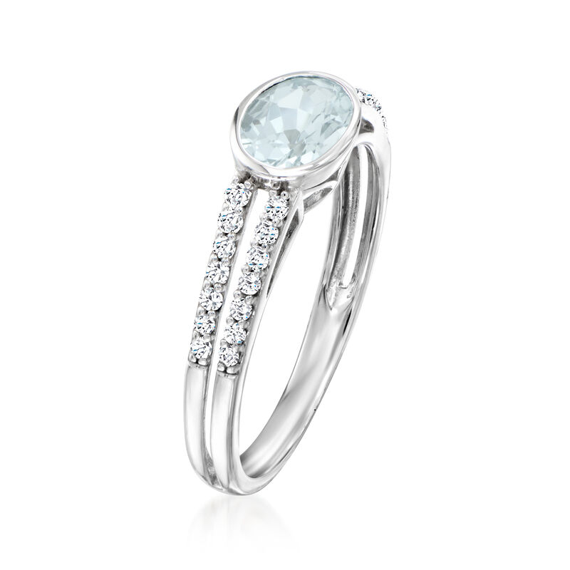 .60 Carat Aquamarine and .16 ct. t.w. Diamond Two-Row Ring in 14kt White Gold image number 2