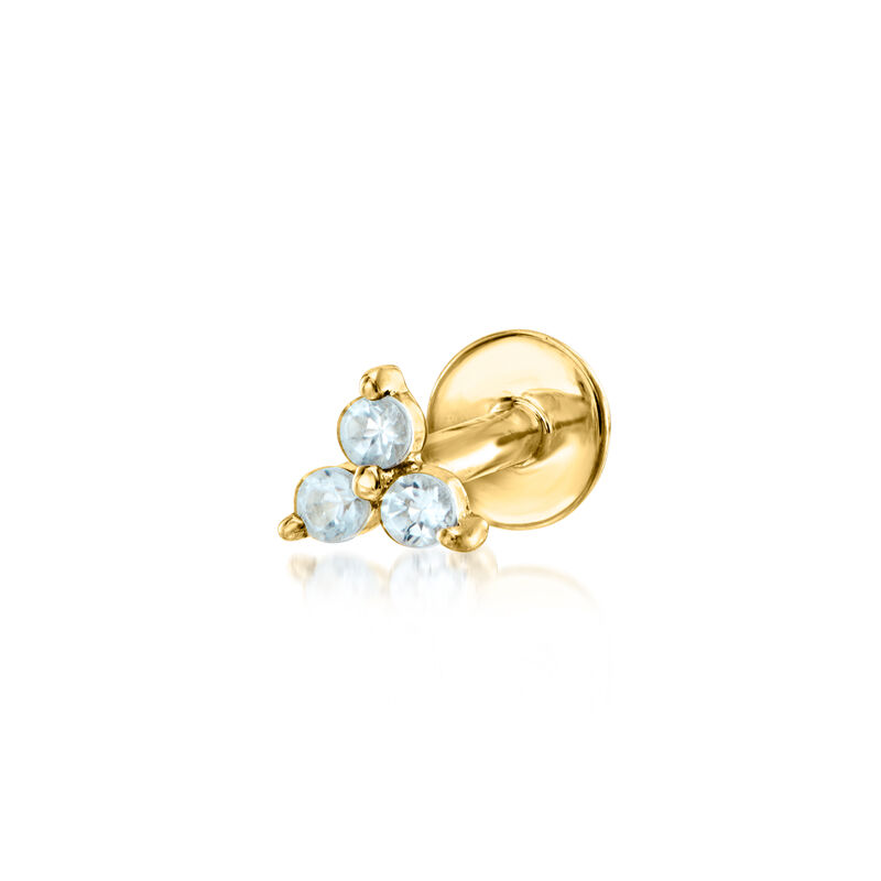 Aquamarine Three-Stone Stud Earrings in 14kt Yellow Gold image number 0