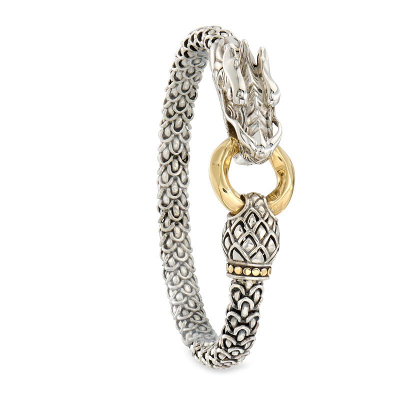 C. 1990 Vintage John Hardy Sterling Silver and 18kt Yellow Gold Dragon Bracelet. 7.5" image number 2